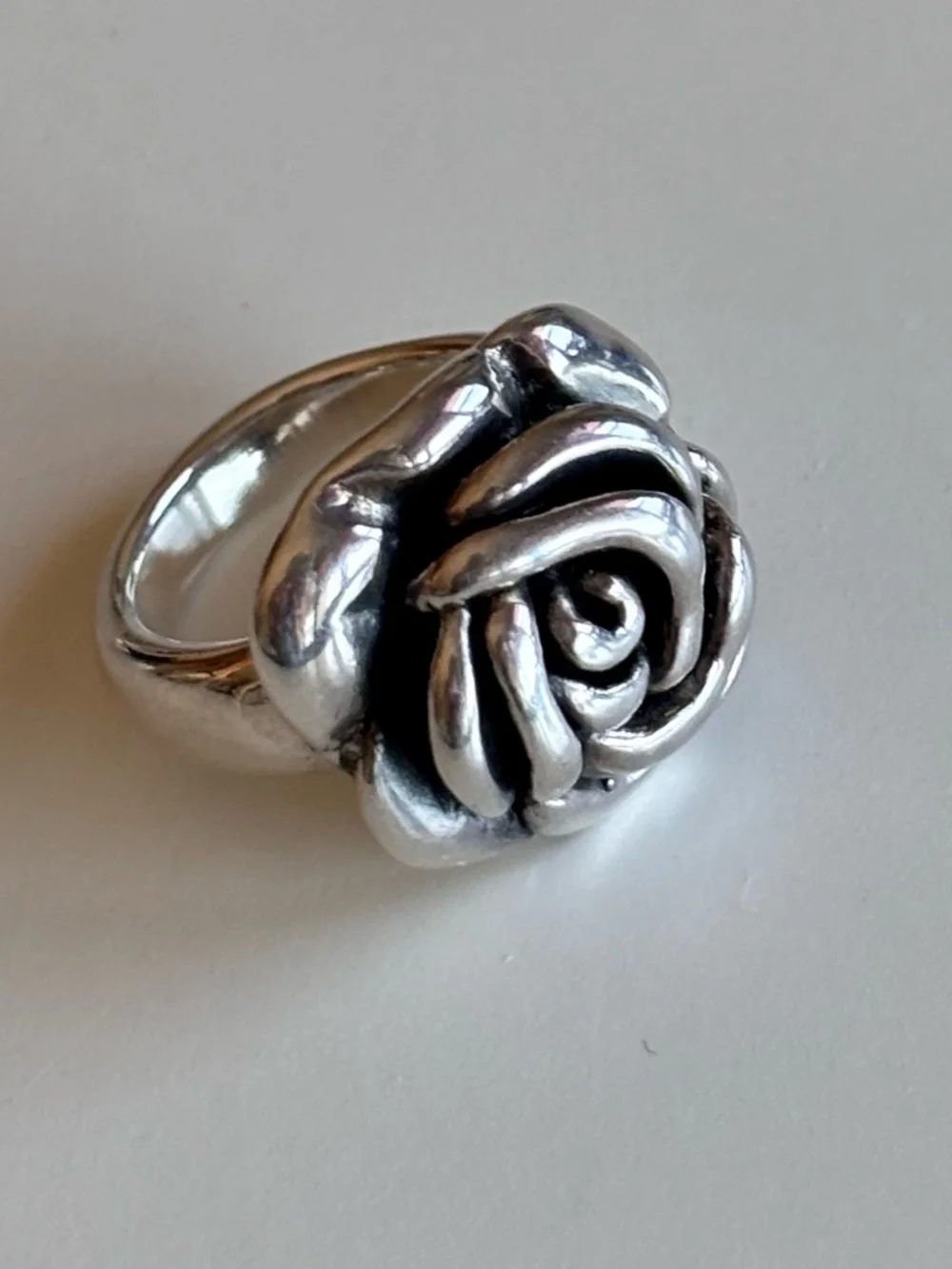 925 Sterling Silver Rose Ring – Vintage Floral Statement Ring